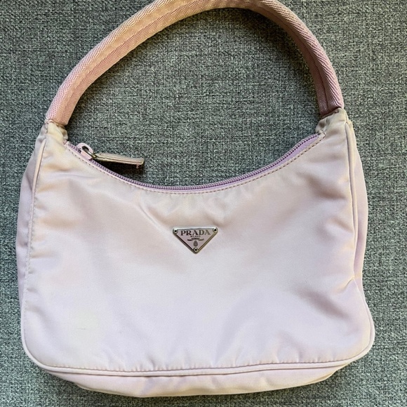 Prada Vintage Tessuto Logo Nylon Mini Bag in Pale Pink Lavender - Picture 1 of 16